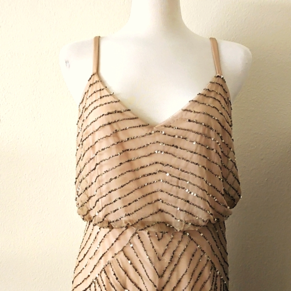 Adrianna Papell Gold Sequin Cocktail Dress